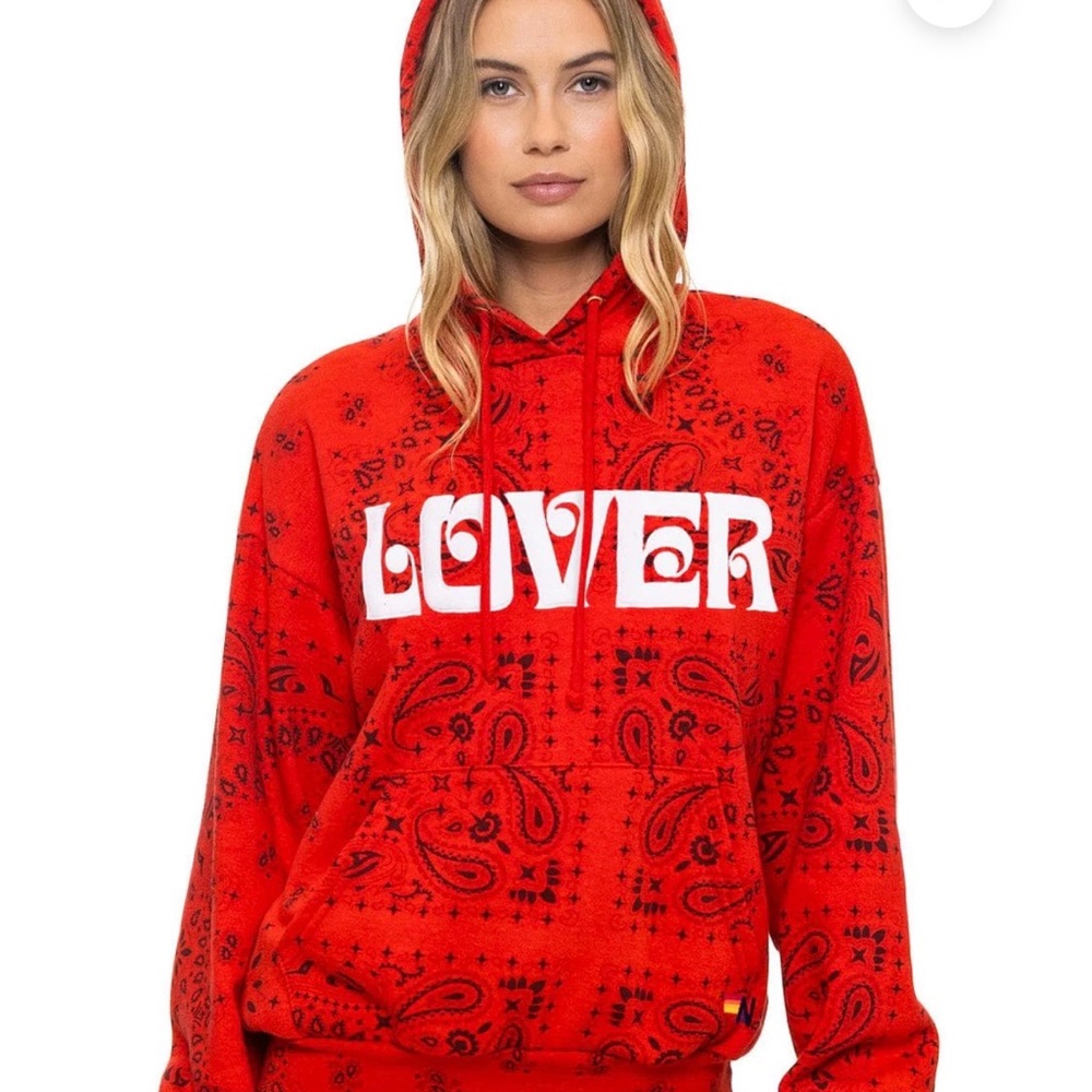 Aviator nation BANDANA LOVER RELAXED PULLOVER HOODIE - RED